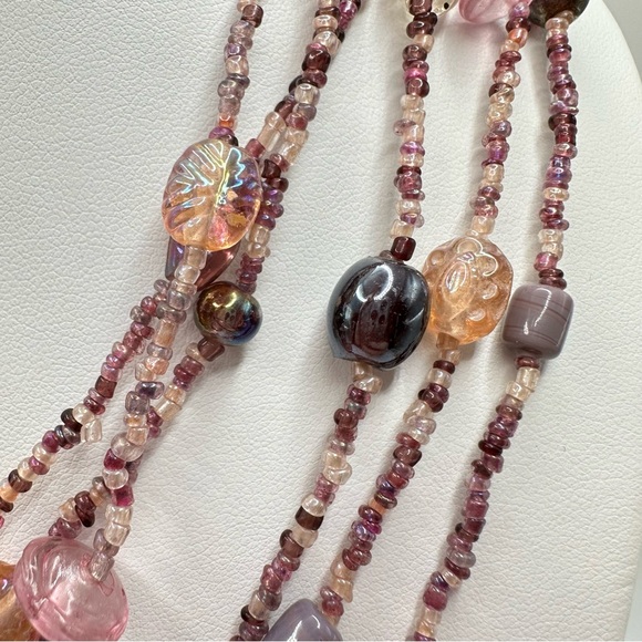 Boho Long Triple Strand Seed Bead Muted Colors Adjustable Length Necklace - Picture 3 of 6